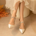 Elegant Satin Cross Strap High Heels for Wedding Glamour