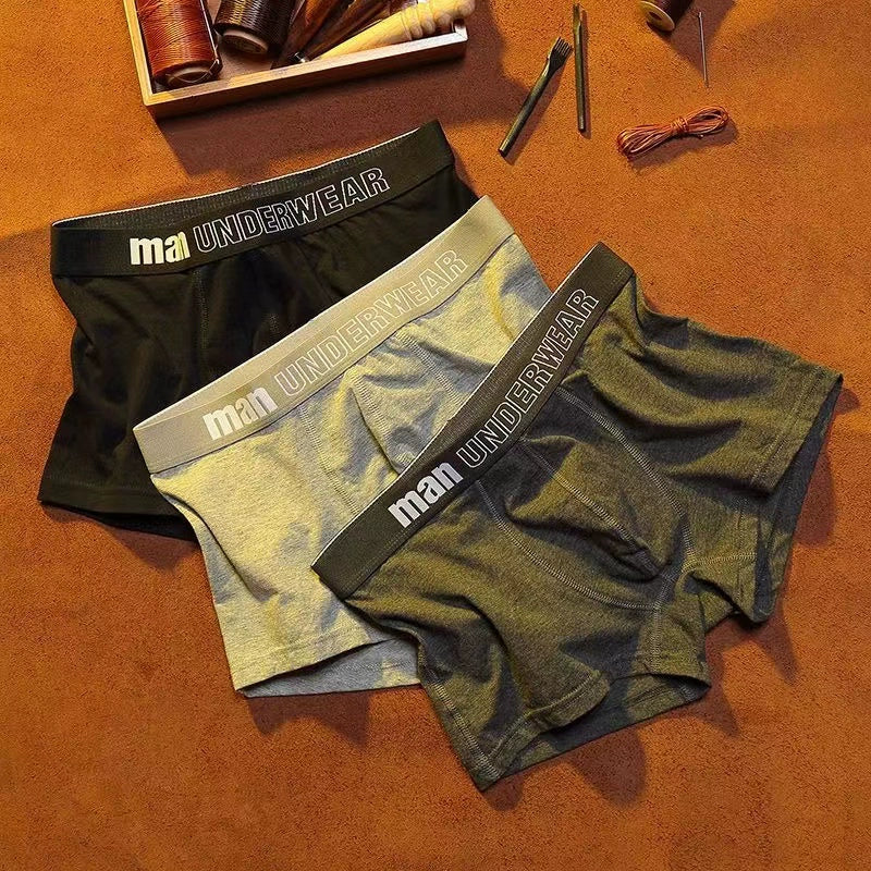 Men's Large Size Mid-Waist Elastic Underwear for Teenagers in Autumn