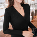 Sculpted Elegance Chic Crossed V-Neck Sweater for Women