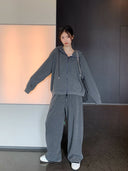 Ayi Brushed Coat & Trousers Sports Hoodie for Autumn Wear