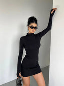 Half Turtleneck Dress: Chic Autumn Fashion Statement Style