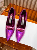 Rose Red Laser Mirror High Heels Patent Leather Footwear