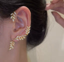 Simple Graceful Fancy Clip Leaves Female Stud Earrings Set