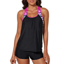 2024 Summer New Arrival Conservative Split Swimsuit U-Collar Tankini