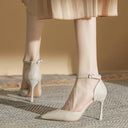 Nude Leather High Heel Strap Shoes Roman Style Chic Appeal