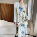 Silk Floral Sling Dress: Elegant French Design for Women