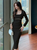 French Elegance Pleated Dress for Sophisticated Women Fashion