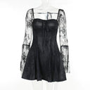 French Elegance Lace Bell Sleeve A-Line Dress for Women