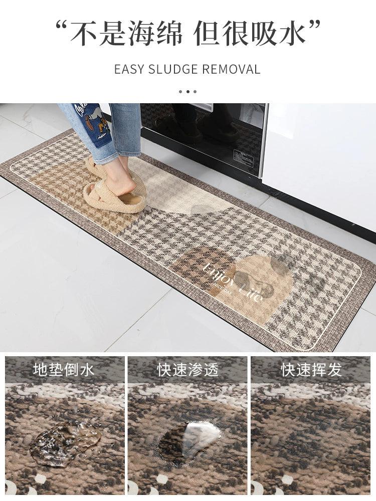 Kitchen Floor Mat Non-Slip and Oilproof Foot Mat Absorbent Erasable Disposable Long Rug Bathroom Bathroom Entrance Toilet