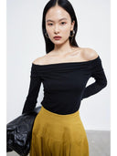 Buckthorn Off-Shoulder Knit Shirt Stylish Women's Fashion