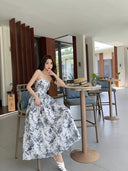 Seaside Floral Strapless Dress for Elegant Resort Fashion