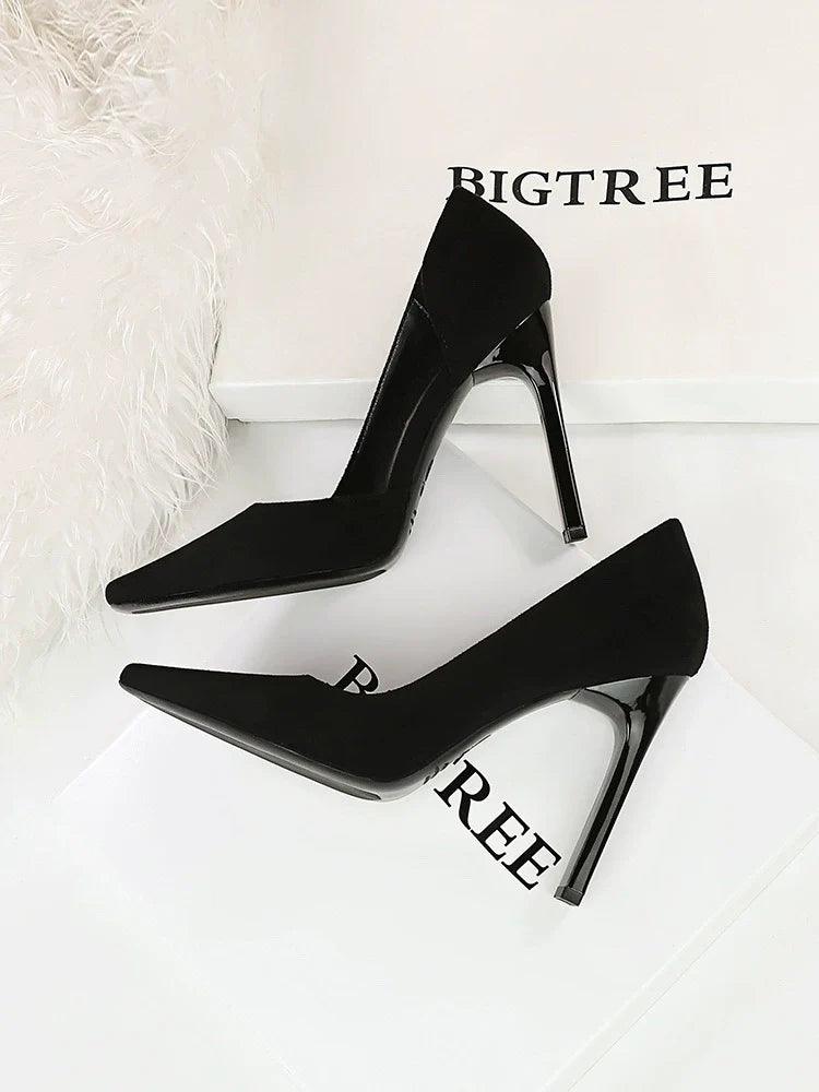 Sophisticated Suede Hollow-out High Heels: Elevate Your Style