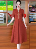 Noble Lady Flab Hiding Chinese Dress Stylish Summer Elegance