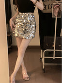 Retro Hong Kong Style Sequin Short Skirt Vintage Glamour