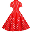 Swing Polka Dot Dress Vintage Chic with Bowknot Print