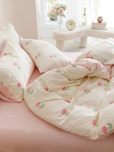 Young Adult Heart Little Flower Cotton Bed Sheets Student Four-Piece Set