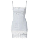 Lace Patchwork Sling Dress: Elegant Party Wear Dress