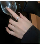 Fashion Stylish Letter D Open-End Zircon Ring Female 2024