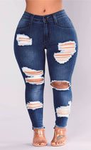 L-5XL Plus-Size Stretch Ripped Fat Lady Jeans Denim Fit