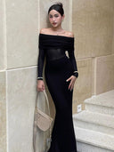 GirlsAt18 Black Knit Dress Elegant Autumn Sensuality Style