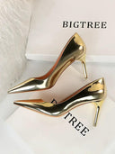 Bright Leather High Heels European Style Shoes Elegant Glamorous