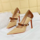 Retro Word Buckle High Heels Stylish Vintage Footwear