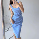 Slim Fit Ruched Summer Dress: Elegant European Chic Style