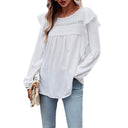 Fashion New Arrival Polka Dot Jacquard Long Sleeve Lace Pullover Women