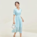 Vintage Retro V-neck A-line Dress for Stylish Women Summer