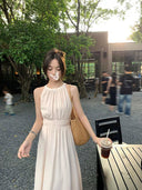 Wu 77 Cold Feeling Suspender Dress Elegant Korean Summer Style