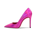 Rose Red Laser Mirror High Heels Patent Leather Footwear