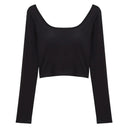 Chic Backless Crop Top Stylish Square Collar Shirt Women