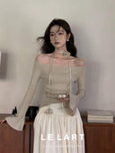 Off-the-Shoulder Slim Sweater Stylish Korean Chic Autumn Essential