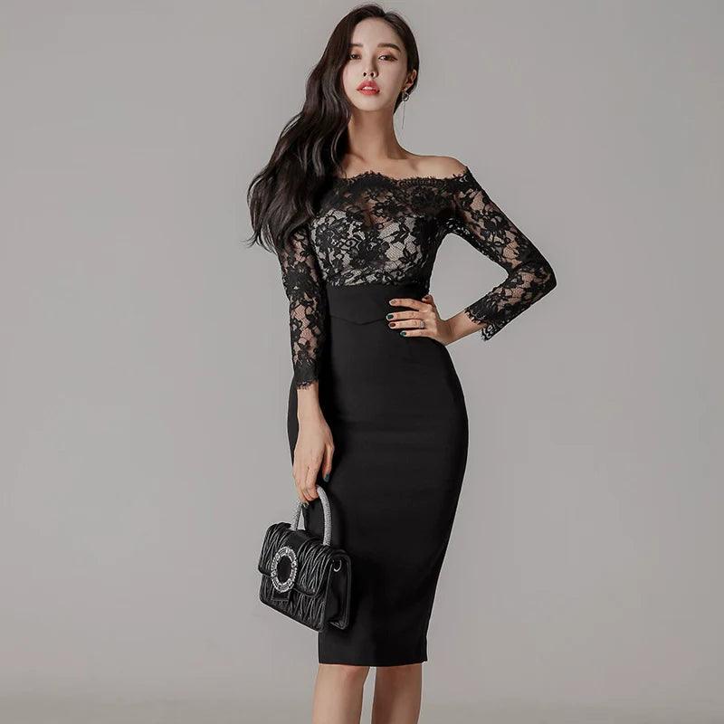 Elegant Spring Lace Dress: Korean Style Sophistication