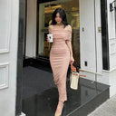 Instahot Elegant Slit Dress Modern Chic Fashion for Youth