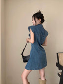 Retro Denim Dress: Korean Style Upgrade for Fashionistas