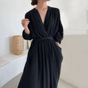 Cross Chic Slim Looking Pleated Long Sleeve Dress 120cm