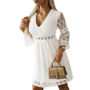 European and American Style Lace Long Sleeves Dress 2024