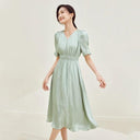 Vintage Retro V-neck A-line Dress for Stylish Women Summer