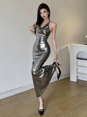 Elegant Halterneck Sheath Dress Glamorous Women's Style