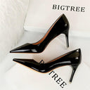 Bright Leather High Heels European Style Shoes Elegant Glamorous