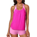 2024 Summer New Arrival Conservative Split Swimsuit U-Collar Tankini