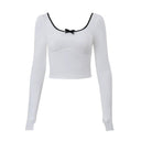 Pure Desire Bow Detail Long Sleeve T-shirt Versatile Style