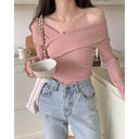 Off-Shoulder Long-Sleeve Sweater Korean Fashion Chic Statement