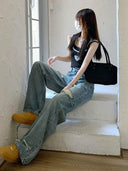 Retro Distressed Wide-Leg Urban Denim Chic Street Style Jeans