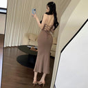 Seductive Lace-up Fishtail Tube Dress Elegant Alluring Choice