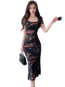 Bronzing Floral Mesh Dress: Elegance Redefined, Stylish Unique