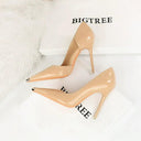 Cut Out High Heels Trendy Patent Leather Shoes for Women