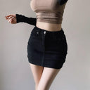 Vintage Blue High Waist Denim Skirt Sexy Chic Short Dress