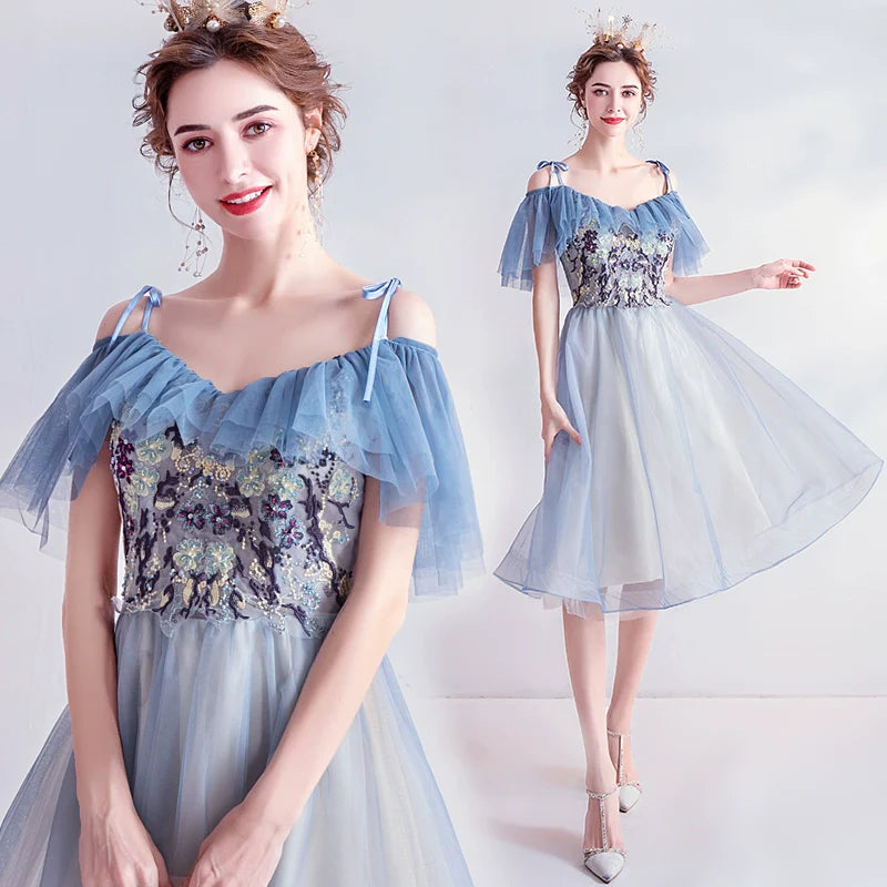 Blue Elegance Angel Wedding Dress: Stylish Limited Time Special Offer